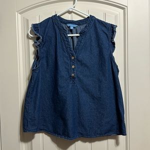 Draper James RSVP chambray ruffle sleeve